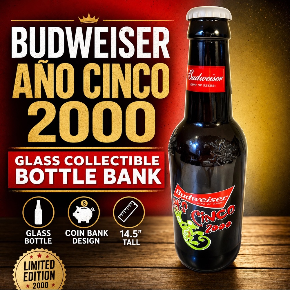 Budweiser Año Cinco 2000 Glass Bottle Bank 🍺 Cinco De Mayo Collectible